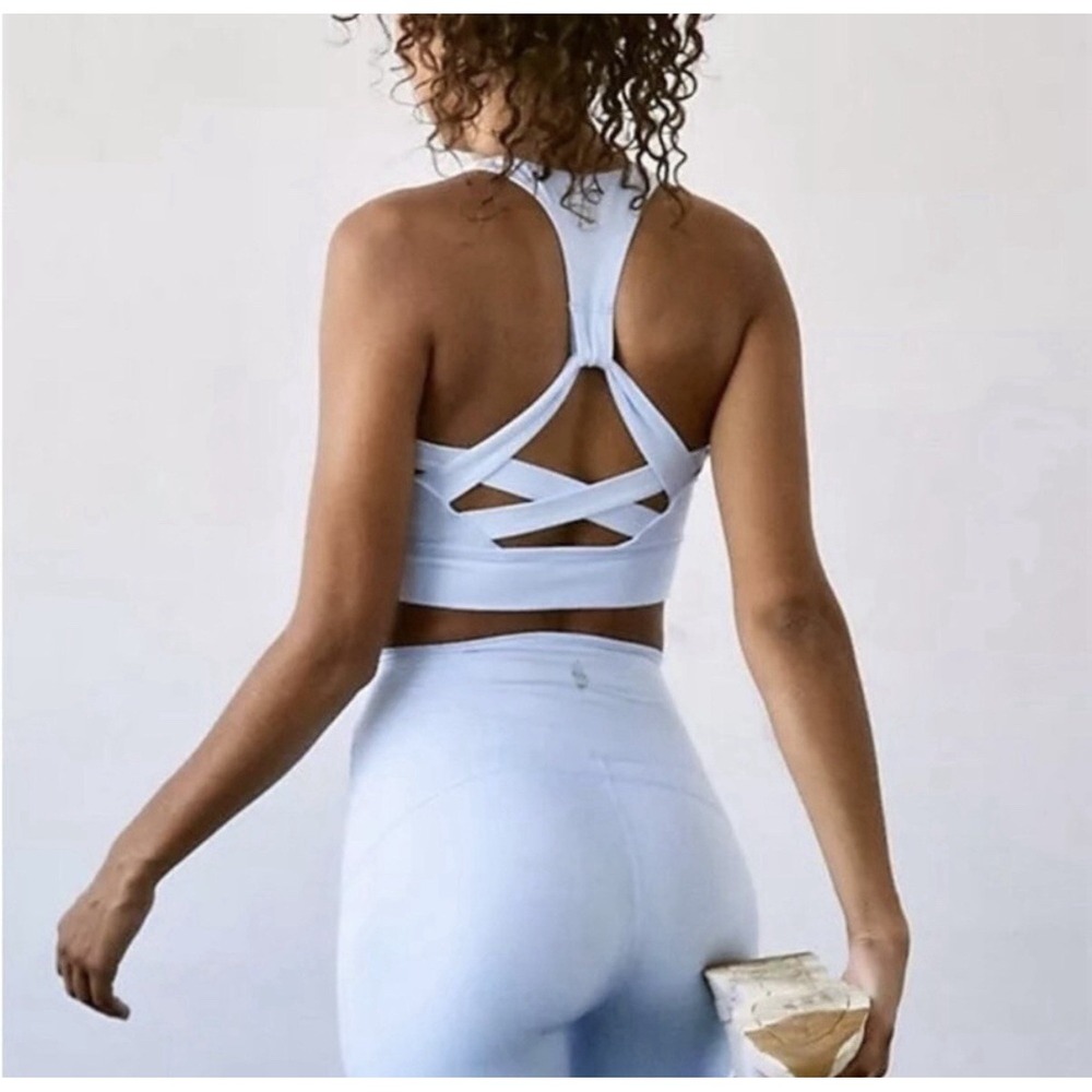 Free People Movement Light Synergy Crop Top Blue Sport Bra Workout Size XS $58